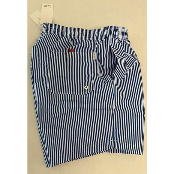 Maamgic Men’s Sz XL Blue & White Striped lined Swim Trunks Shorts - Picture 4 of 8